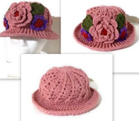 Cloche hat, crochet hat, handmade hat, women's hat, The pink cloche hat, pink acrylic yarn