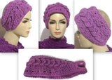 Crochet headband, purple cotton, handmade, woman size, The purple headband