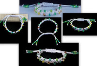 Handmade macrame bracelet, beaded bracelet, seed beads, white, nylon cord, The anemone bracelet