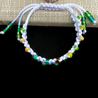 Handmade macrame bracelet, beaded bracelet, seed beads, white, nylon cord, The anemone bracelet