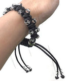 Black adjustable macrame art bracelet, The Black orchid, boho chic style