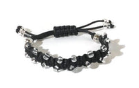 Black adjustable macrame art bracelet, The Black orchid, boho chic style