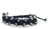 Black adjustable macrame art bracelet, The Black orchid, boho chic style