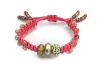 Woman handmade beaded macrame bracelet, The coral pink bracelet, boho chic