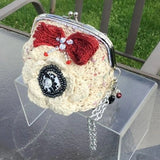 The cream rose coin purse, beige cotton, wristlet, handmade purse