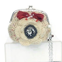 The cream rose coin purse, beige cotton, wristlet, handmade purse