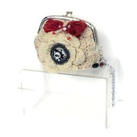 The cream rose coin purse, beige cotton, wristlet, handmade purse