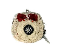 The cream rose coin purse, beige cotton, wristlet, handmade purse