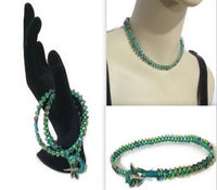Double wrap beaded macrame bracelet, green nylon cord, The emerald bracelet