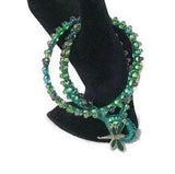 Double wrap beaded macrame bracelet, green nylon cord, The emerald bracelet