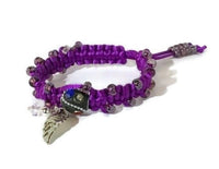 Macrame art, beaded macrame wrap, adjustable clasp, The purple rose bracelet