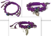 Macrame art, beaded macrame wrap, adjustable clasp, The purple rose bracelet