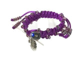 Macrame art, beaded macrame wrap, adjustable clasp, The purple rose bracelet