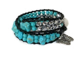 Handmade bohemian macrame bracelet, wrap bracelet, turquoise raw stones, The turquoise bracelet