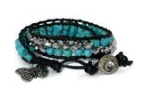 Handmade bohemian macrame bracelet, wrap bracelet, turquoise raw stones, The turquoise bracelet