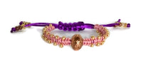 Boho chic handmade macrame bracelet, purple nylon cord, The water lily bracelet