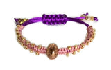 Boho chic handmade macrame bracelet, purple nylon cord, The water lily bracelet