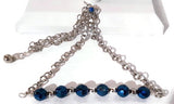 Bar necklace, choker necklace, blue glass beads, The cobalt blue bar necklace