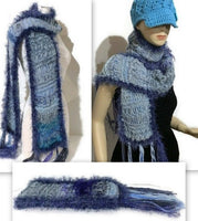 THE BLUE SKIES ALPACA SCARF, knitted alpaca scarf, woman size, one of a kind, gift for her, Christmas gift, winter wear