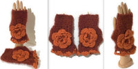 THE ORANGE ALPACA FINGERLESS GLOVES, crochet fingerless gloves, woman's size,  gift for her, winter wear,
