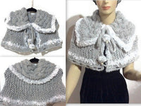 Shoulder's warmer, fold over cowl, knit cowl, woman's size, faux fur, acrylic, The silver gray cowl