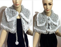 Shoulder's warmer, fold over cowl, knit cowl, woman's size, faux fur, acrylic, The silver gray cowl