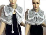 Shoulder's warmer, fold over cowl, knit cowl, woman's size, faux fur, acrylic, The silver gray cowl