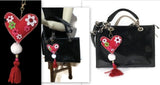 Heart handbag charm, handmade handbag decoration, key fob, key ring, The red heart handbag charm