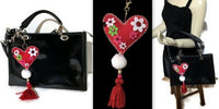 Heart handbag charm, handmade handbag decoration, key fob, key ring, The red heart handbag charm