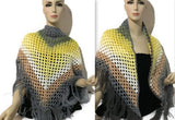 THE YELLOW BELL SHAWL. Boho-chic style  shawl, crochet handmade shawl, woman's size.