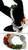 Beaded kumihimo bracelet, The beaded heart bracelet, glass beads, boho chic style