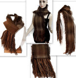 Handmade woven scarf, alpaca yarn, The brown scarf, woman size, boho chic
