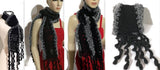 woman's scarf, handmade scarf, crochet scarf, winter scarf, black alpaca, andrea designs, the mink scarf,
