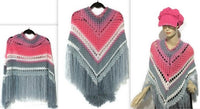 THE PINK AND GRAY ROSES PONCHO, crochet wrap, small- medium women size, andrea designs handmade ponchos, boho chic style, gift for her