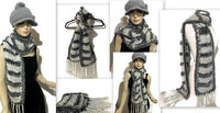 THE SHADES OF GRAY SCARF, knit gray alpaca and faux fur yarn, handmade wrap, gift for her, for winter,