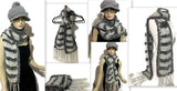 THE SHADES OF GRAY SCARF, knit gray alpaca and faux fur yarn, handmade wrap, gift for her, for winter,