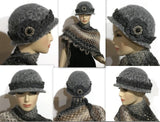 Ready to ship, womens wool hat, felted hat for women, The Silver Artemis hat, cloche hat, women size, vintage looks hat, dark gray marl,