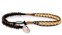 Macrame double wrap bracelet, boho chic, black leather, The chocolate cosmos bracelet