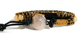 Macrame double wrap bracelet, boho chic, black leather, The chocolate cosmos bracelet