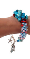 Chunky bracelet, blue beaded kumihimo bracelet, The blue sandal bracelet