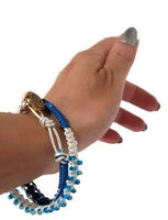 Beaded wrap macrame bracelet, double leather wrap, Royal blue petunia bracelet