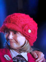 THE CHRISTMAS HAT, red handmade beanie, woman's size, size 23, crochet bus boy hat, for her, X-mas gift, hat with brim