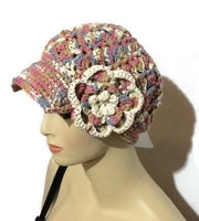 Crochet hat, cotton beanie, woman size, The garden of roses hat