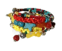 Wrap bracelet, beaded and macrame coil wrap, handmade, boho chic style, The gypsy bracelet