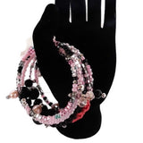 Beaded and macrame coil wrap bracelet, handmade, boho style, hippie, The flowers  bracelet,