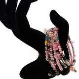 Beaded and macrame coil wrap bracelet, handmade, boho style, hippie, The flowers  bracelet,