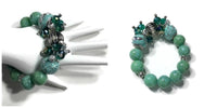 The green mint cluster stretch bracelet, woman's size, holiday gift, give handmade, for her