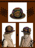 THE BROWN ÑUSTA  (an Inca princess in Quechua) HAT, handmade beanie, crochet hat, woman's size, cloché hat.