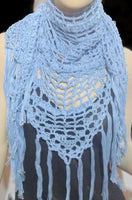 Handmade crochet shawl, light blue Peruvian pima cotton, woman size shawl, summer shawl, Blue chic style, The light blue cotton shawl