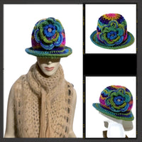 THE GREEN ÑUSTA  (an Inca princess in Quechua) HAT, handmade beanie, crochet hat, woman's size, cloché hat.
